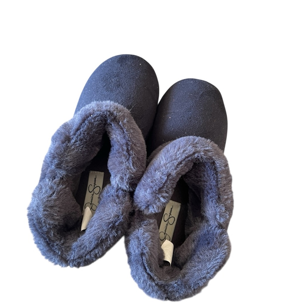 Jessica Simpson Dark navy slip-on boots with faux fur lining
